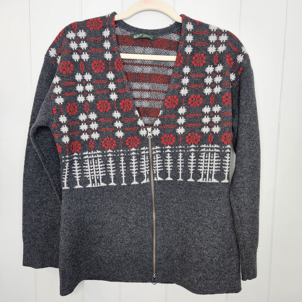 Woolrich‎ Cardigan Women's Onyx/Red/White 100% Lambswool Medium